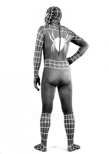 White Stripe Black Lycra Spandex Skinsuit Spiderman Zentai Catsuit Second Skin Clothing - Spider Man 3 Costume