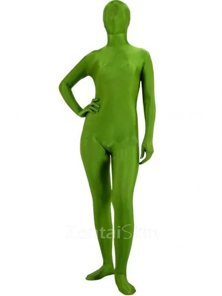 Unicolor Fullbody Dark Green Army Green Spandex Zentai Unitard Second Skin Suit