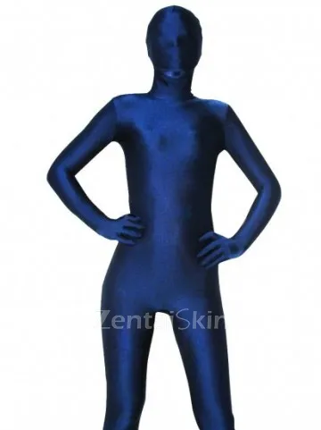 Unicolor Fullbody Dark Blue Spandex Zentai Unitard Second Skin Suit