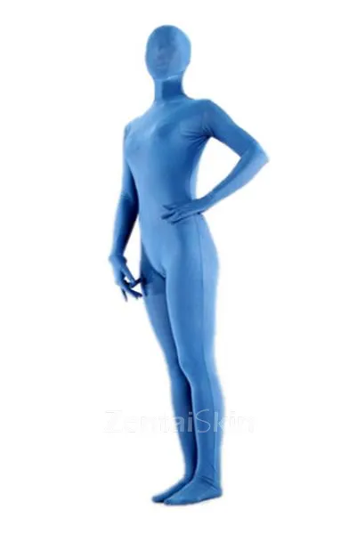 Superior Pale Blue Lycra Spandex Morph Unitard Second Skin Zentai Unitard Second Skin Suit