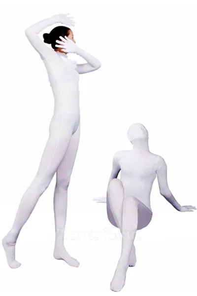 Superior Unicolor Fullbody White Lycra Spandex Morph Zentai Unisex Zentai Unitard Second Skin Suit