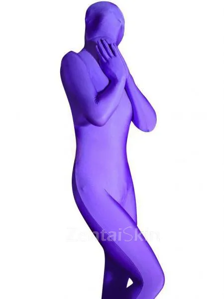 Cheap Purple Lycra Spandex Morph Zentai Unisex Zentai Unitard Second Skin Suit