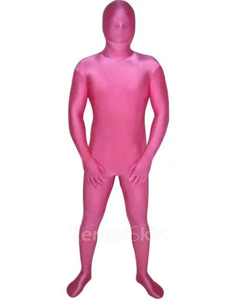 Unusual Unicolor Fullbody Pink Lycra Spandex Morph Zentai Unisex Zentai Unitard Second Skin Suit