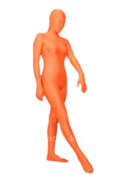 Orange Lycra Spandex Morph Unitard Second Skin Zentai Unitard Second Skin Suit