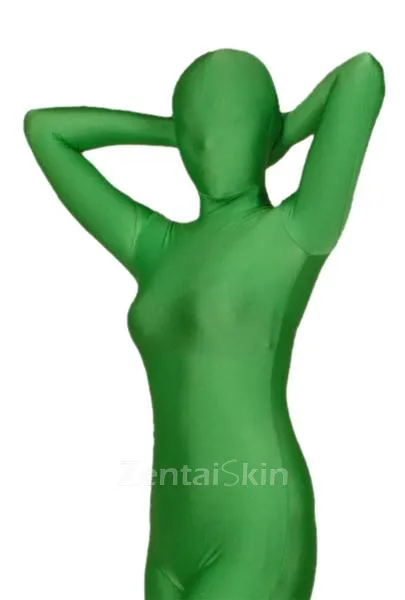 Ideal Unicolor Fullbody Green Lycra Spandex Morph Unitard Second Skin Zentai Unitard Second Skin Suit