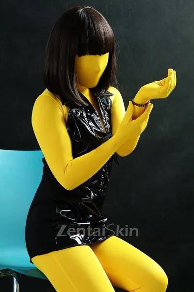 Classic Yellow Lycra Spandex Morph Zentai Unisex Zentai Unitard Second Skin Suit