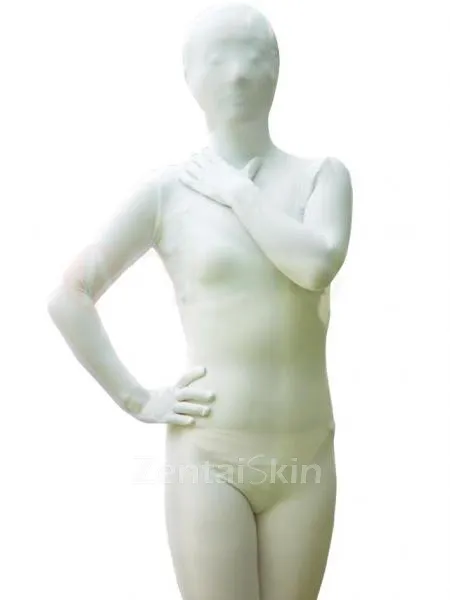 Ideal Unicolor Fullbody White Lycra Spandex Morph Zentai Unisex Zentai Unitard Second Skin Suit