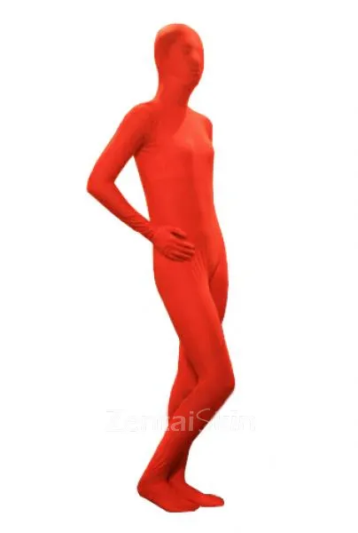 Red Lycra Silk Unisex Zentai Unitard Second Skin Suit