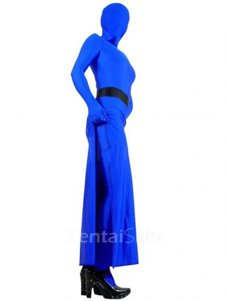 Skirt Style Blue Lycra Spandex Second Skin Zentai Unisex Zentai Dress