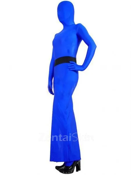 Skirt Style Blue Lycra Spandex Second Skin Zentai Unisex Zentai Dress