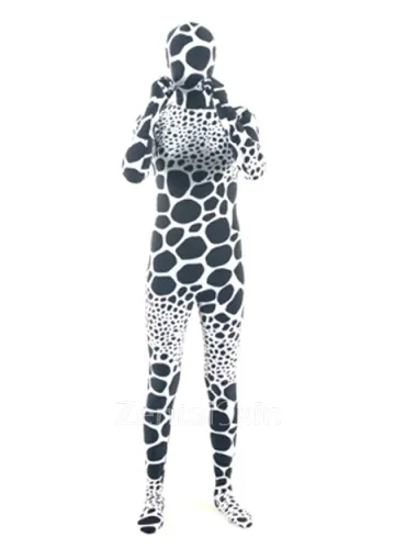 White Black Dot Lycra Spandex Unitard Second Skin Zentai Unisex Zentai Suit Holiday Costume