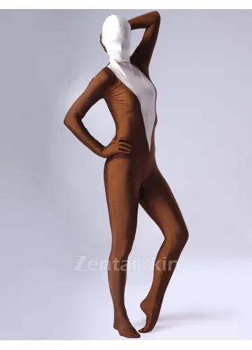 Coffee Lycra Spandex Unitard Second Skin Zentai Female Zentai Suit