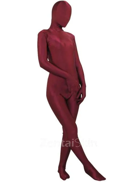 Deep Red Lycra Spandex Morph Zentai Unisex Zentai Unitard Second Skin Suit