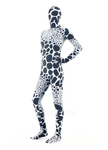 White Black Dot Lycra Spandex Unitard Second Skin Zentai Unisex Zentai Suit Holiday Costume