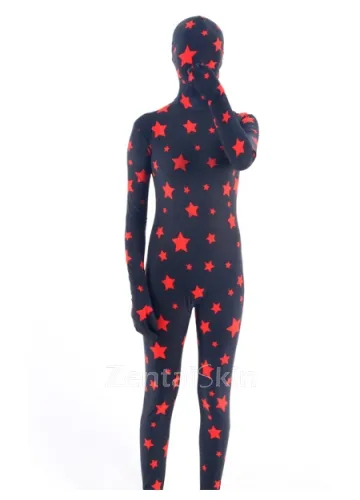Red Star Lycra Spandex Unitard Second Skin Zentai Unisex Zentai Suit Holiday Costume