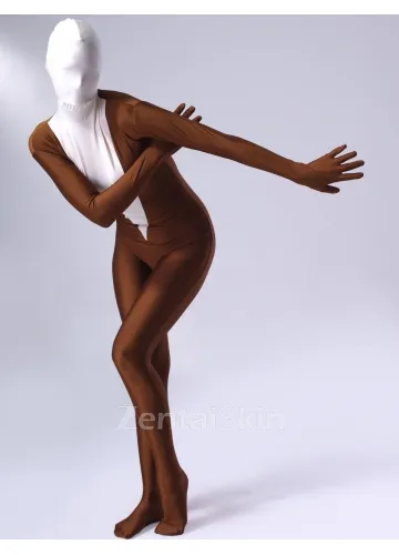 Coffee Lycra Spandex Unitard Second Skin Zentai Female Zentai Suit