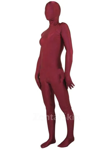Deep Red Lycra Spandex Morph Zentai Unisex Zentai Unitard Second Skin Suit
