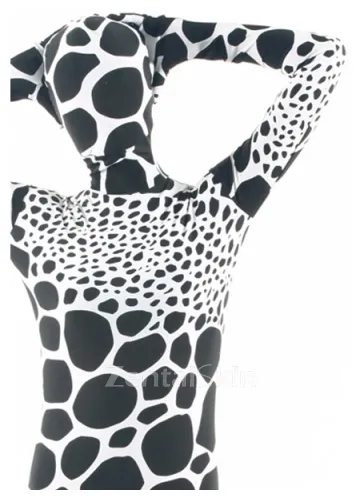 White Black Dot Lycra Spandex Unitard Second Skin Zentai Unisex Zentai Suit Holiday Costume