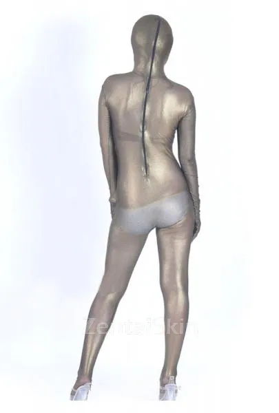 Brown Silk Lycra Spandex Morph Unitard Second Skin Zentai Unitard Second Skin Suit