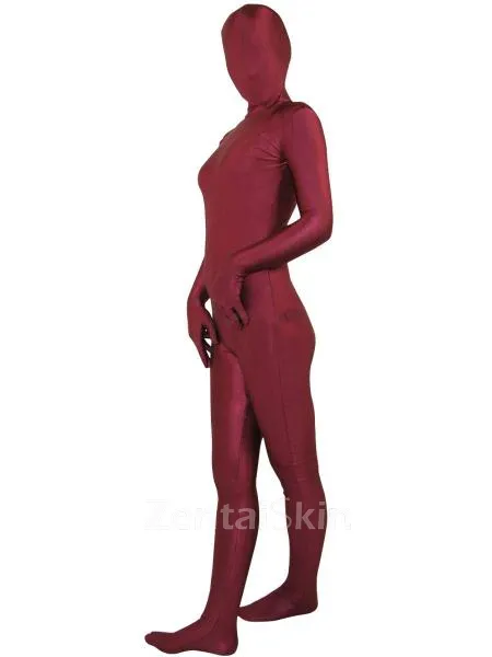 Deep Red Lycra Spandex Morph Zentai Unisex Zentai Unitard Second Skin Suit