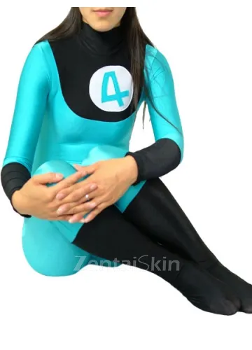 Fantastic 4 Blue and Black Lycra Spandex Skinsuit Unisex Tights Superhero Zentai Catsuit Second Skin Clothing