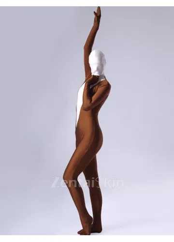 Coffee Lycra Spandex Unitard Second Skin Zentai Female Zentai Suit