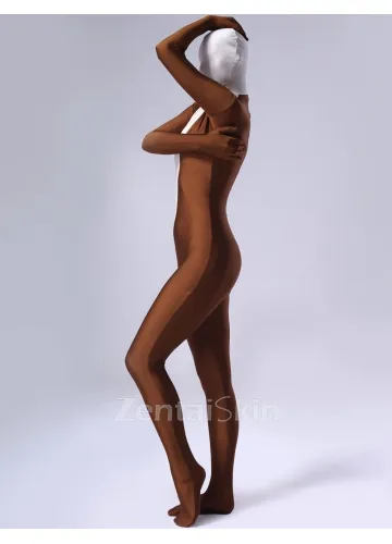 Coffee Lycra Spandex Unitard Second Skin Zentai Female Zentai Suit