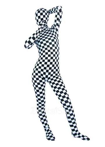 Superior Black and White Lycra Spandex Unitard Second Skin Zentai Unisex Zentai Suit Holiday Costume
