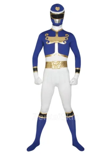Blue and White Tensou Sentai Goseiger Power Ranger Costumes Lycra Costume Superhero Zentai Catsuit Zentai Skinsuit Second Skin Clothing