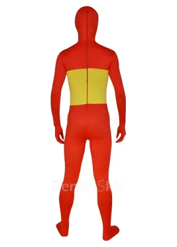 Red with Yellow White Zentai Morph Costume Spandex Lycra Zentai Unitard Second Skin Suit