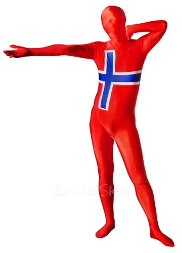 Pattern of Norwegian Flag Unisex Lycra Zentai Skinsuit Second Skin Suit