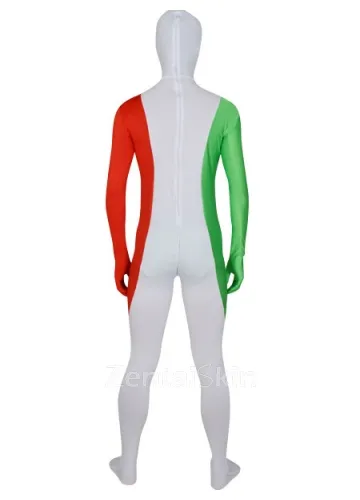 Red White and Green Lycra Spandex Skinsuit Male Superhero Zentai Catsuit Second Skin Clothing