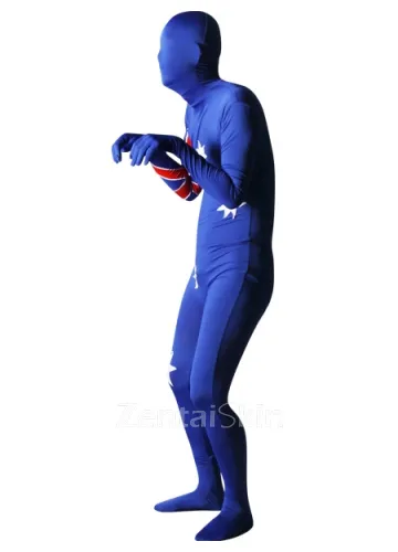 Pattern of Australian Flag Lycra Spandex Unitard Second Skin Zentai Unisex Zentai Suit Holiday Costume
