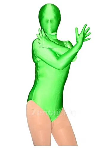Half Length Green Lycra Spandex Morph Zentai Unisex Leotard Catsuit Unitard Second Skin Clothing