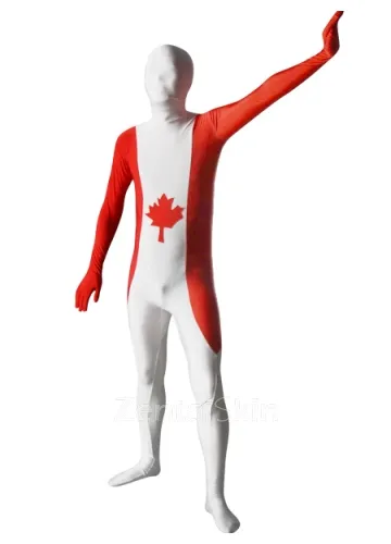 Pattern of Canadian Flag Unisex Lycra Zentai Skinsuit Second Skin Suit
