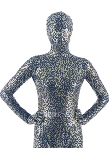 Second Skin Quality Black Golden Wetlook Unitard PVC Unisex Zentai
