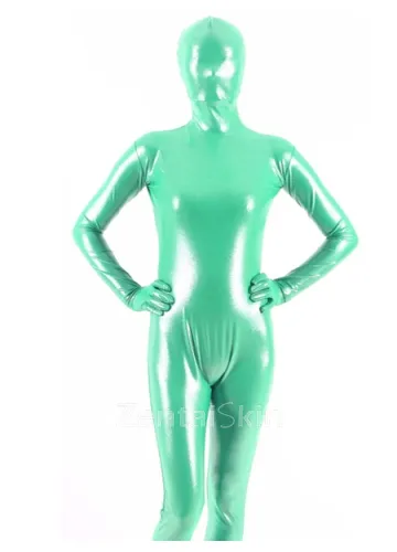 Second Skin Quality Green Silver Dot Wetlook Unitard PVC Breathable Unisex Zentai