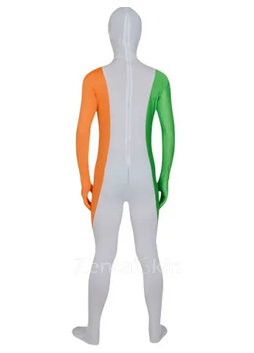 White Orange and Green Lycra Costume Superhero Zentai Catsuit Zentai Skinsuit Second Skin Clothing for Men