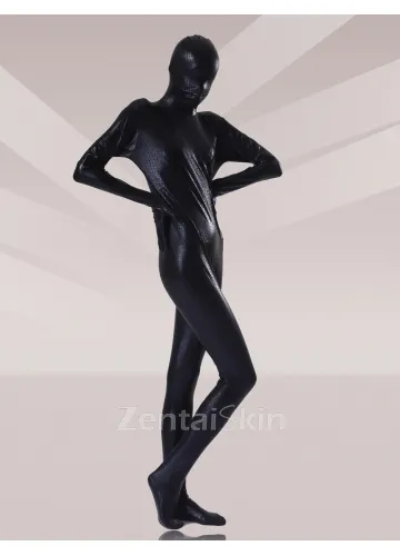 Second Skin Black Zentai Costume Wetlook Unitard Skinsuit Shiny Metallic Unisex Zentai Suit Holiday Costumes