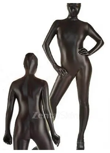 Second Skin Black Zentai Costume Wetlook Unitard Skinsuit Shiny Metallic Zentai Suit