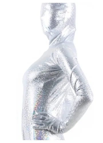 Second Skin Quality White Zentai Costume Wetlook Unitard Skinsuit Shiny Metallic Unisex Breathable Zentai
