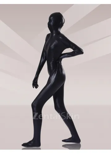 Second Skin Black Zentai Costume Wetlook Unitard Skinsuit Shiny Metallic Unisex Zentai Suit Holiday Costumes