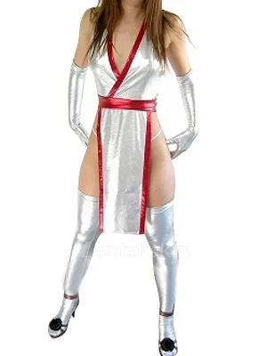 Second Skin Popular White Zentai Costume Wetlook Shiny Metallic Sexy Costume