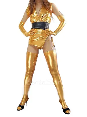 Second Skin Cheap Classic Gold Zentai Costume Wetlook Shiny Metallic Sexy Costume