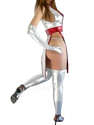 Second Skin Popular White Zentai Costume Wetlook Shiny Metallic Sexy Costume