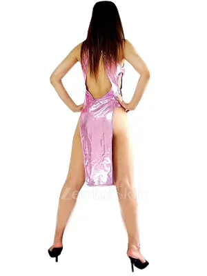 Second Skin Top Pink Zentai Costume Wetlook Shiny Metallic Sexy Dress