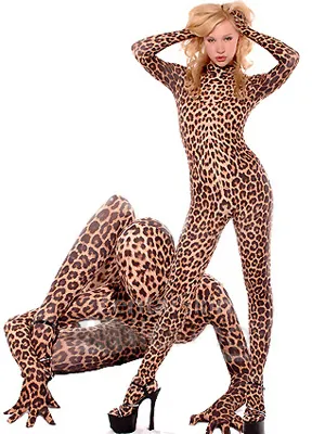 Leopard Lycra Spandex Morph Zentai Catsuit Unitard Second Skin Clothing