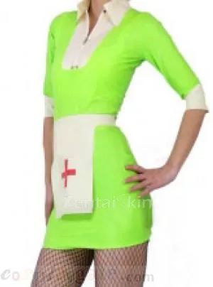 Second Skin Green Latex Nurse Uniform