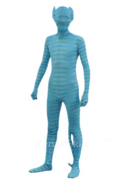 Animal Style Blue Lycra Spandex Skinsuit Morph Second Skin Zentai Suit