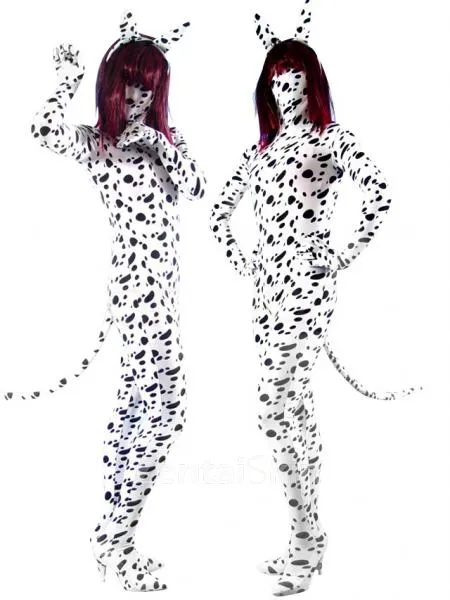 Black Dot Lycra Spandex Skinsuit Morph Zentai Unisex Zentai Catsuit Second Skin Clothing with Tail